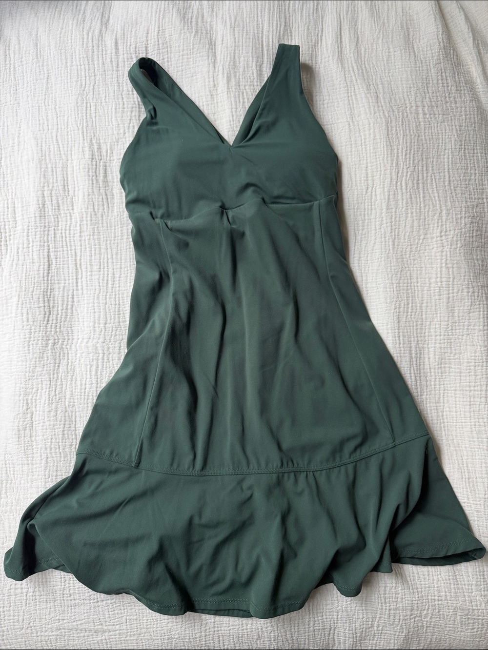 Forest Green V-Neck active Fit & Flare Dress